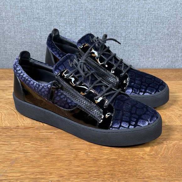 Giuseppe Zanotti Other - Mint Giuseppe Zanotti Meredith Blue Black Croc Velvet Men's 12 Shoes Sneakers